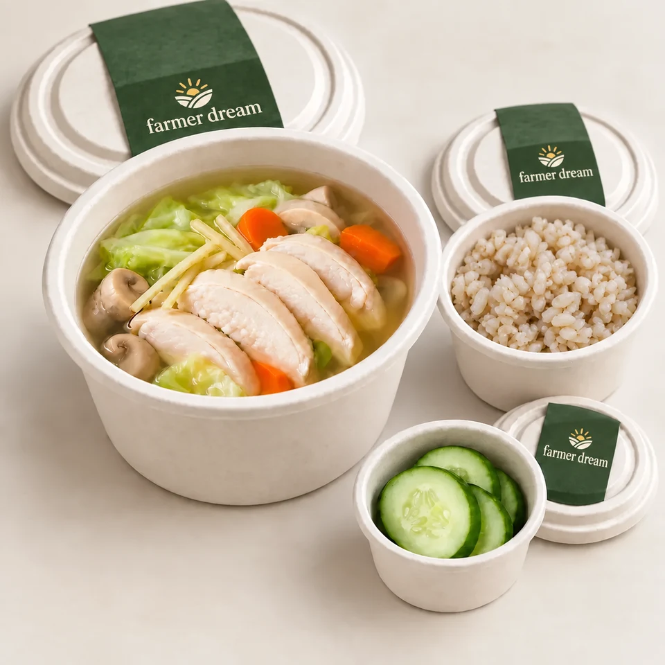 เกาเหลาไก่น้ำใส ข้าวกล้อง